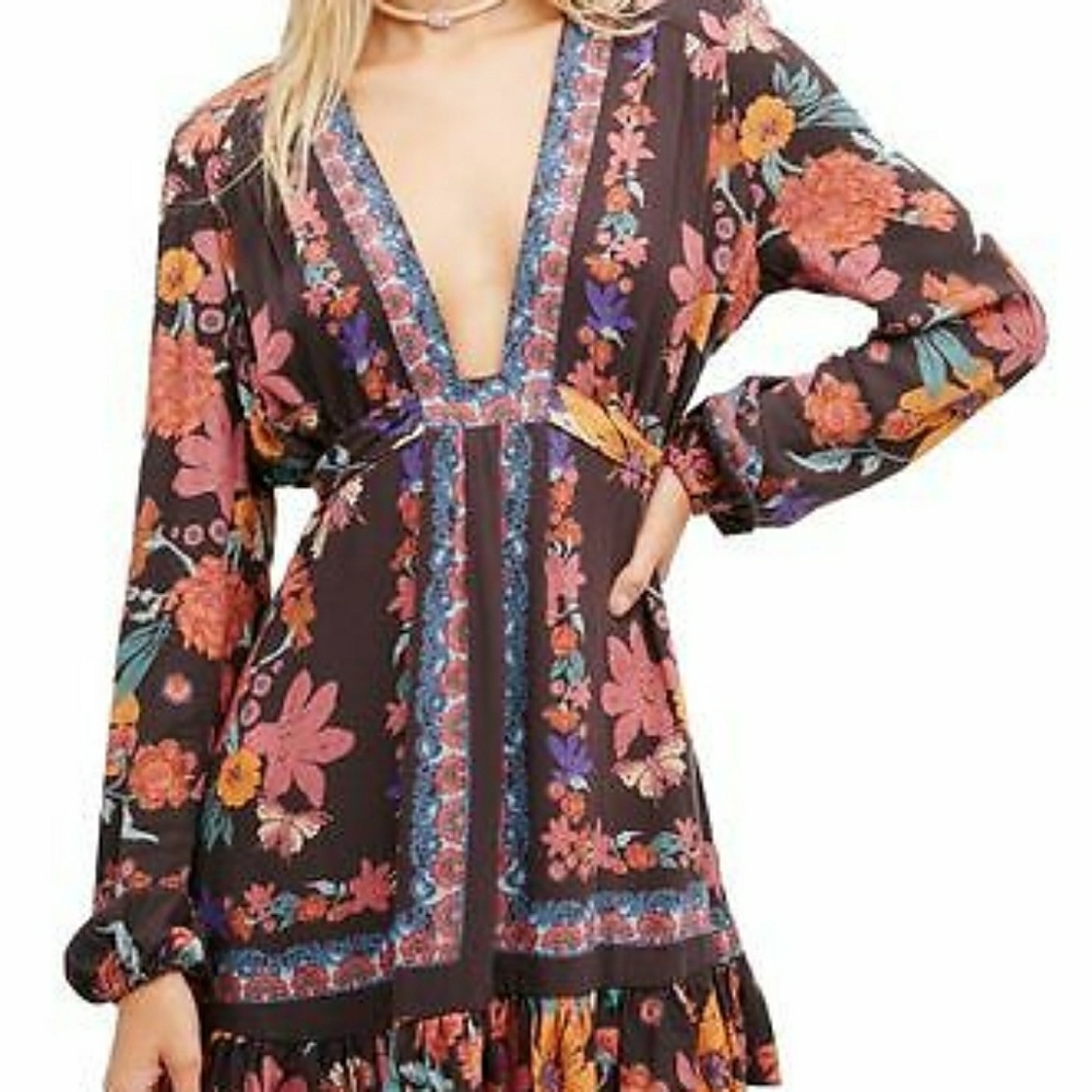 Free People Violet Hill Print Tunic Mini Dress